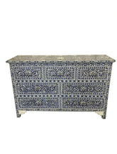 Midnight Blue Mother of Pearl 7 drawer chest sideboard